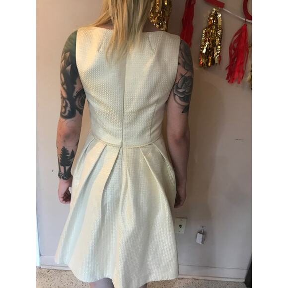 Shoshanna Liana Metallic Gold White Fit&Flare Dress size 6 - Picture 6 of 13